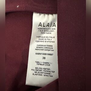 ALAIA Wine red stretch shrug size 36